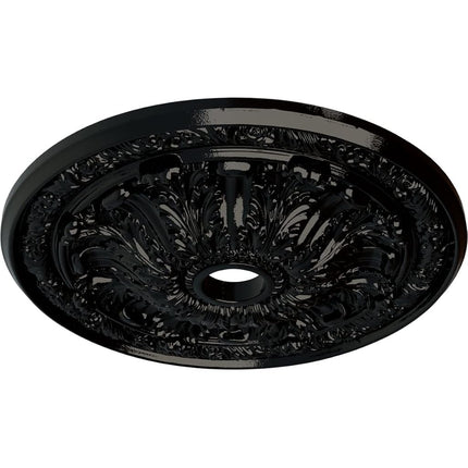 Ekena Millwork CM30FLBPS Flagstone Ceiling Medallion, 30"OD x 3 7/8"ID x 3 1/4"P (Fits Canopies up to 3 7/8"), Hand-Painted Black Pearl
