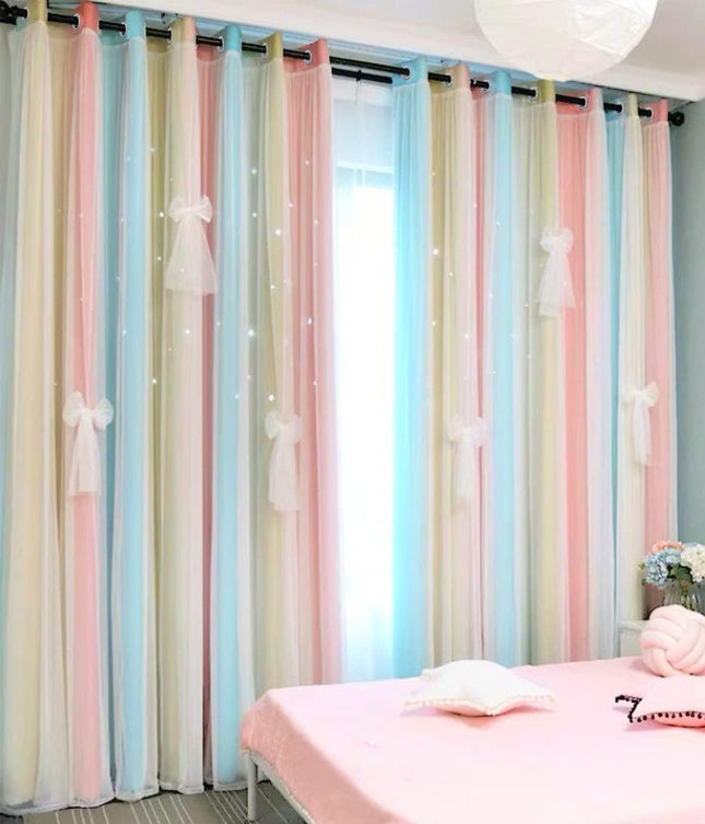 Yancorp Curtains for Girls Bedroom Kids Room Rainb