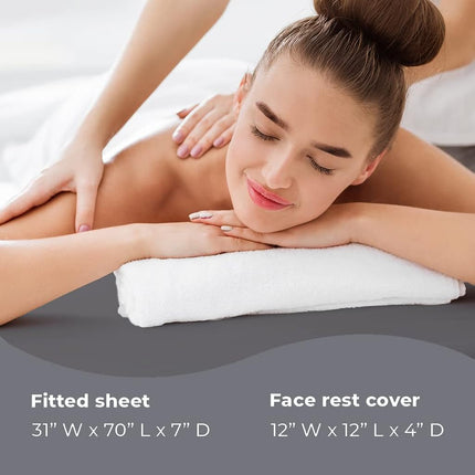 ForPro Professional Collection Massage Table Sheets, Machine Washable, Waterproof, Fitted, Cool Grey