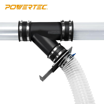 POWERTEC 4" x 20' Dust Collection Hose with Dust Control Flex Cuff with Steel Clamps for Table Saw, Band Saw, Planer, Jointer, Woodworking and Wood Shop Dust Collection System (70388)