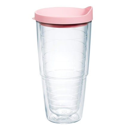 Tervis Gobelet isotherme à double paroi avec couvercle, fabriqué aux États-Unis, garde les boissons froides et chaudes, 700 ml, couvercle rose