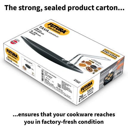 Futura Hard Anodised Concave Tava Griddle, 10-Inch, 6.35mm with Steel Handle