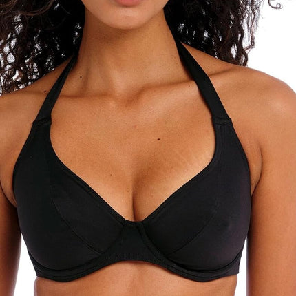Freya Women's Jewel Cove Halter Underwire Bikini Top Plain Black