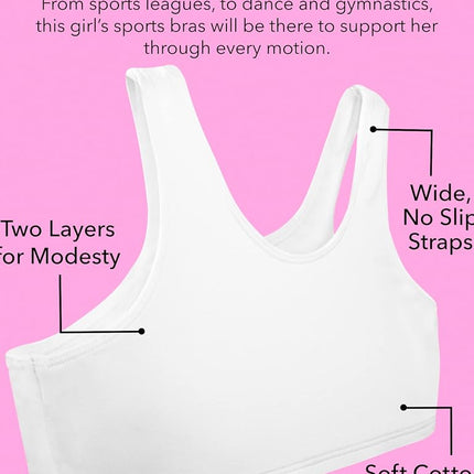Fruit of the Loom Girls' Cotton Built-up Stretch Sports Bra, Lentil/Mango/Pink Camo/Grey Heather/White/Black, 38