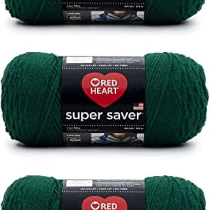Red Heart Super Saver Pack of 3 - Hunter Green - 7oz/198g - Acrylic - 4 Medium (Worsted) - 364 Yards - Knitting, Crocheting, Crafts & Amigurumi