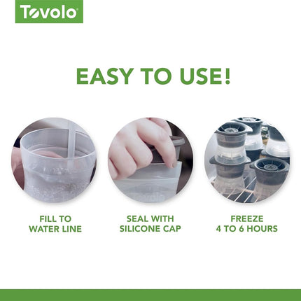 Tovolo Assorted Shaped Ice Molds, Set of 4 - Large Ice Mold Gift Set - Unique Ice Mold Chills Drinks - Odor-Free Freezer Storage, Dishwasher-Safe with Silicone Plunger