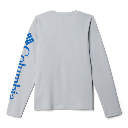 Columbia Youth Boys Terminal Tackle Long Sleeve Tee, Cool Grey/Vivid Blue, Small