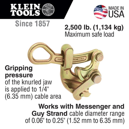 Klein Tools 1604-10 Grip, Made in USA, Haven's Grip Wire Pulling Tool for Wire Rope to 0.25-Inch, Maximum Load 2500-Pound