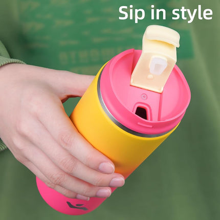 Konokyo Tumbler with Lid, 12 oz Travel Coffee Mug Double Wall Vacuum Stainless Steel Thermal Metal Cup Insulated Water Bottle,Rainbow