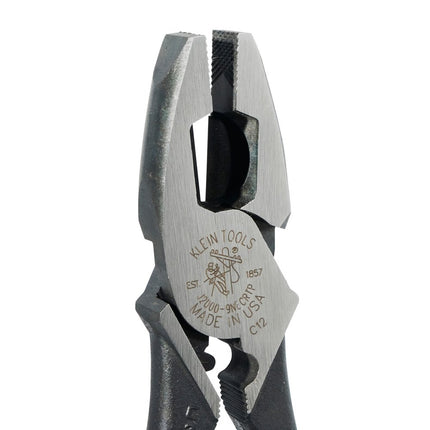 Side Cutter Linemans Pliers with Tape Pulling and Wire Crimping, High Leverage, 9-Inch Klein Tools J2000-9NECRTP