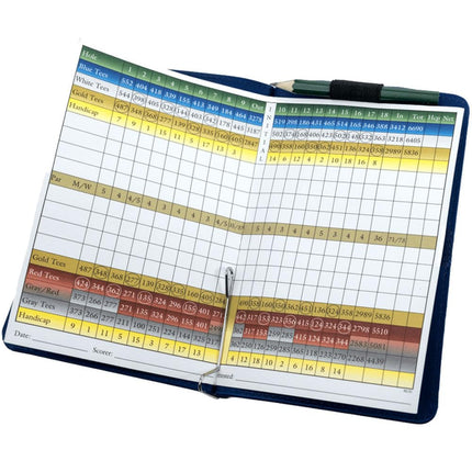 Callaway Golf Leather Bi-Fold Scorecard Holder - Navy Blue Leather Golf scorecard Holder