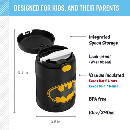 Thermos FUNTAINER 10 Ounce Stainless Steel Vacuum Insulated Kids Food Jar, Batman
