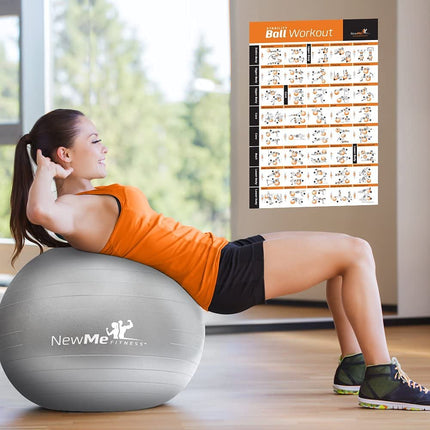 NewMe Fitness Workout Posters for Home Gym, Stability Exercise Posters for Full Body Workout, Core Abs Legs Glutes & Upper Body Training Program 1 Pack