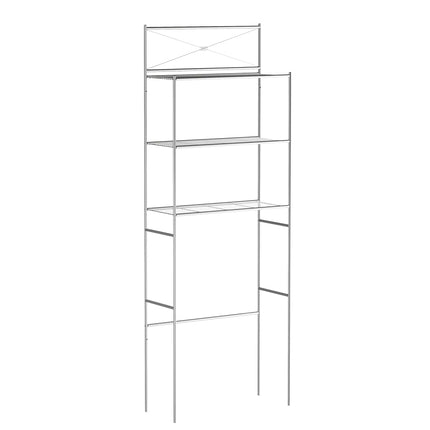 "Cross Style" Metal Spacesaver, 3 Shelf, Satin Nickel