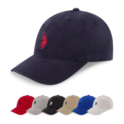 U.S. POLO ASSN. Mens Mens Washed Twill Cotton Adjustable Baseball Hat with Pony Logo and Curved Brim, Navy Blue, One Size