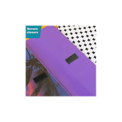 Trapper Keeper Binder, Retro Design, 1 Inch Binder Includes 2 Folders and Extra Pocket, Metal Rings and Spring Clip, Secure Storage, Palm Trees, Mead School Supplies (260038FDE1-ECM)