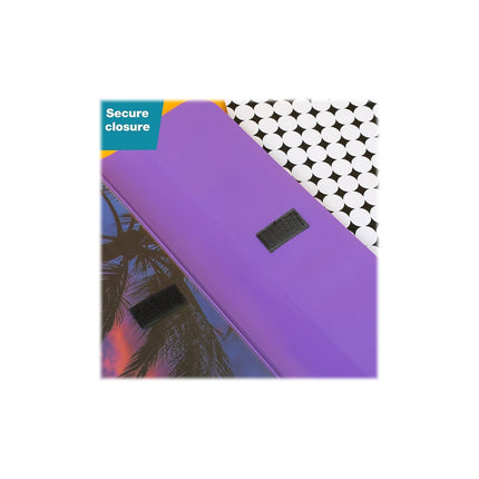 Trapper Keeper Binder, Retro Design, 1 Inch Binder Includes 2 Folders and Extra Pocket, Metal Rings and Spring Clip, Secure Storage, Palm Trees, Mead School Supplies (260038FDE1-ECM)
