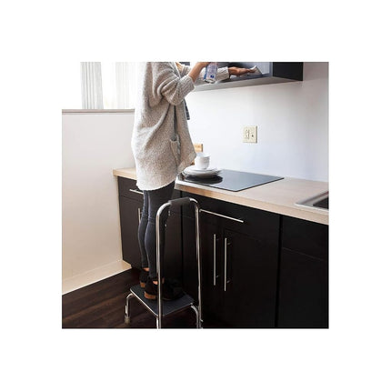 Duro-Med Step Stool with Handle, Silver and Black Medical Step Stool, Step Height 8.75 Inches