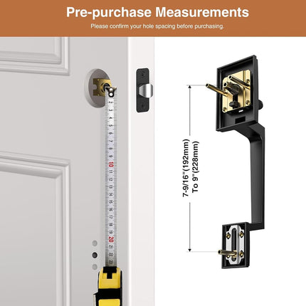 Brightify Black Front Door Handle with Door Lever, Matte Black, Modern Exterior Door Adjustable Deadbolt Lock Set with Single Cylinder, Reversible for Right&Left Handed