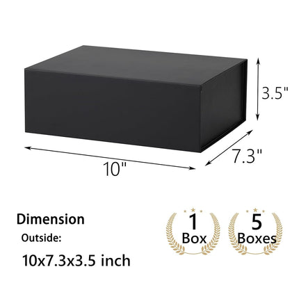 MUMUPACK Black Gift Box,10x7.3x3.5 Gift Boxes With Lids For Presents Includes Ribbon And Diy Printable Sticker Paper,Bridesmaid Proposal Box,Magnetic Gift Box For Birthday,Wedding,Graduation