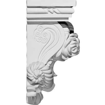 Ekena COR08X05X11RO 8 1/2" W x 5 1/4" D x 11 3/8" H Rose Corbel, Primed