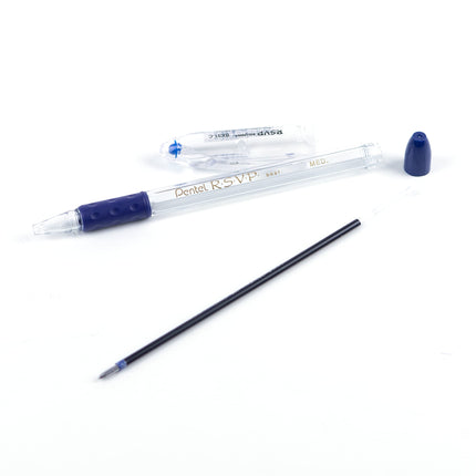 Tinta de repuesto Pentel - Para bolígrafo BK91 RSVP, trazo medio, tinta azul, paquete de 12 (BKL10-C)