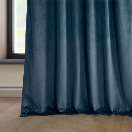 HPD Half Price Drapes Heritage Plush Velvet Curtains 120 Inch Long Room Darkening Curtains for Bedroom Living Room W50 x L20 Inch (1 Panel), Avalon Blue