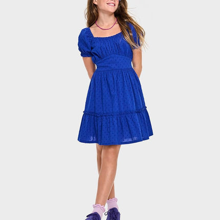 The Children's Place Robe habillée à manches courtes pour fille, Renew Blue, Grande