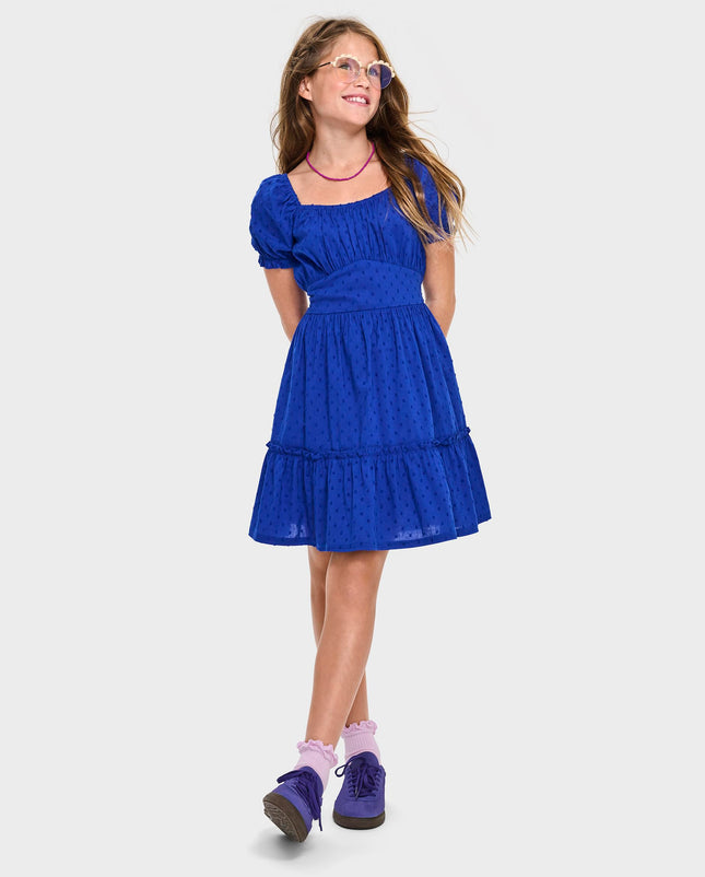 The Children's Place Robe habillée à manches courtes pour fille, Renew Blue, Grande