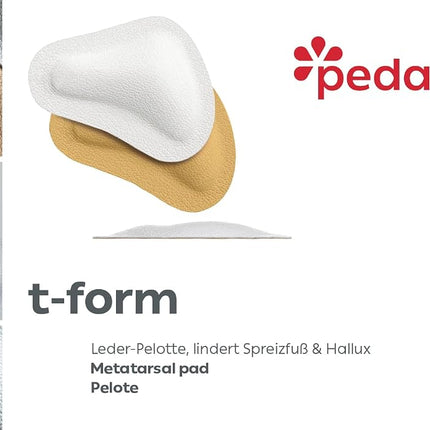 Pedag T-Form | Fabriqué en Allemagne | Coussinets métatarsiens | Forme anatomique | Soutien de la voûte métatarsienne | Cuir tanné végétal | Auto-adhésif | Blanc | Taille X-Large, convient aux pointures EU 44-46 / US M 11-13 | 3 paires