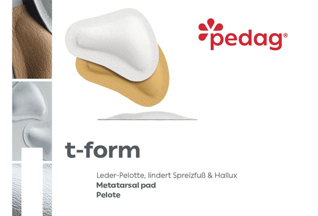 Pedag T-Form | Fabriqué en Allemagne | Coussinets métatarsiens | Forme anatomique | Soutien de la voûte métatarsienne | Cuir tanné végétal | Auto-adhésif | Blanc | Taille X-Large, convient aux pointures EU 44-46 / US M 11-13 | 3 paires