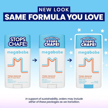 MegaBabe Thigh Rescue Anti Chafe Stick with Aloe, Pomegranate & Grapeseed Oil