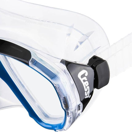 CRESSI Big Eyes Mask Clear/Azure - Single Big Eyes Mask for Diving and Snorkelling, Transparent/Azure, One Size, Adults