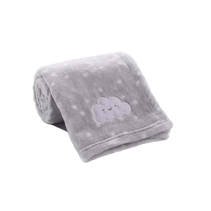 CREVENT Baby Welcome Set Storage Basket with Two Blankets+ A Security Blanket + A Taggie + A Bag with Ribbon (Grey)