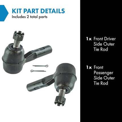 TRQ Front Outer Tie Rod Set Compatible with 2006-2012 Chevrolet Colorado GMC Canyon 2007-2008 Isuzu i-290 i-370