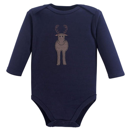Hudson Baby Baby Boys Cotton Long-sleeve Bodysuits 3-pack, Forest, 3-6 Months