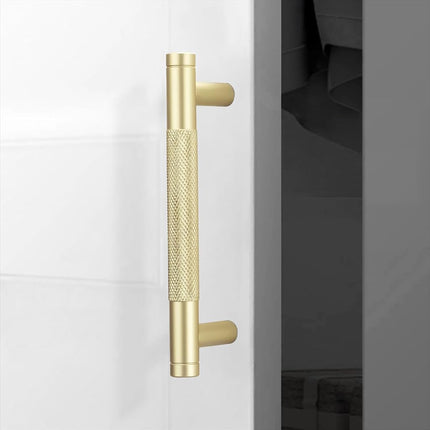 POVEFONK 15 Pack 3-3/4 inch(96mm) Brushed Brass Kitchen Cabinet Handles Knurled Cabinet Pulls Gold Drawer Pulls Kitchen Hardware