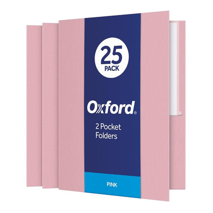 Oxford Twin Pocket Folders, Letter Size, Pink, 25 