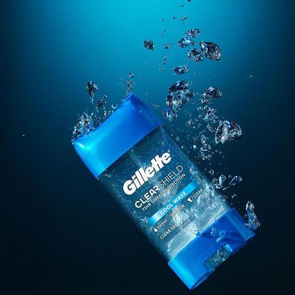 Gillette Antiperspirant & Deodorant for Men, Cool Wave Clear Gel, 3.8 Oz, Pack Of 4