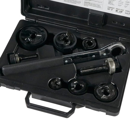 Klein Tools 53732SEN Knockout Punch Set with Wrench, Electrical Conduit Hole Cutter 1/2-inch to 2-inch