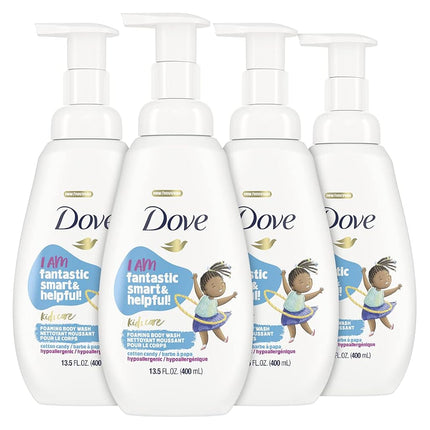 Dove Gel Douche Moussant pour Enfants Barbe à Papa Hypoallergénique, Soin de la Peau, 400 ml, Lot de 4