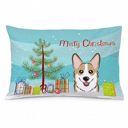 Caroline's Treasures BB1625PILLOWCASE Christmas Tree And Sable Corgi Fabric Standard Pillowcase, Large, Multicolor