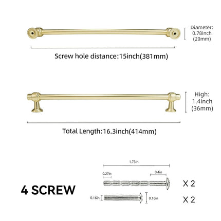 POVEFONK 6 Pack 15 inch Brushed Brass Kitchen Cabinet Handles Cabinet Pulls Gold Drawer Pulls Kitchen Cabinet Hardware Handles Dresser Handles