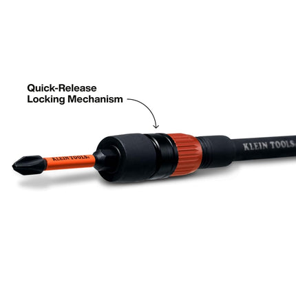 Klein Tools 80208 6 and 12-Inch Dual-Lock Extension Set, 1/4-Inch Hex Shank Impact Bit Holder, Quick-Release Locking Mechanism with Secondary Twist Lock, Compatible with Impact Drivers and Drills