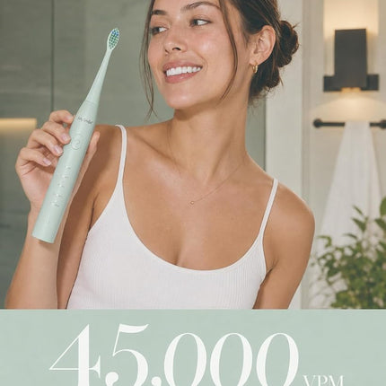 MySmile DY156 Electric Toothbrush for Adults, Rechargeable Sonic Battery Toothbrush Portable with 3 Brush Heads, 2 Mins 5 Modes Smart Timer, 45000VPM, One Charge for 60 Days - Green