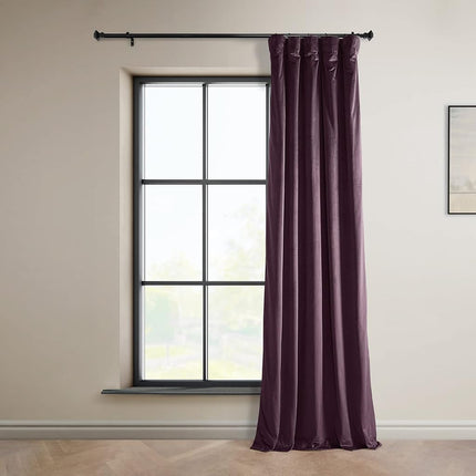 HPD Half Price Drapes Heritage Plush Velvet Curtains 84 Inches Long Room Darkening Curtains for Bedroom & Living Room 50W x 84L, (1 Panel), Winter Plum