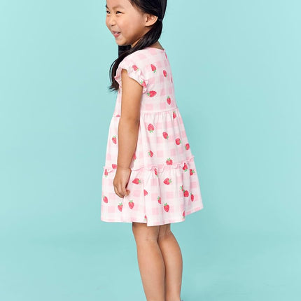 The Children's Place Baby One Size and Toddler Girls Short Sleeve Casual Dresses, Strawberry, 5T