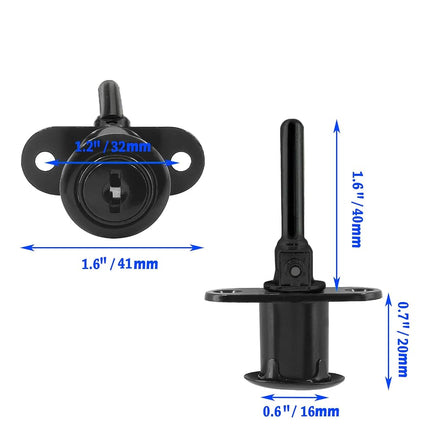 XIEHE 288 Zinc Alloy Desk Locks for Drawers with Key, Filing Cabinet Lock Replacement for Wardrobe Furniture Locker Showcase with 2 Key, Child Locks for Cabinets 2pack 16mm (Black)
