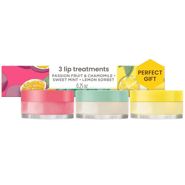 Burt's Bees Back to School Gifts, 5 Dorm Products for College Students, 3 Lip Mask Set Overnight Intensive Treatment Revives for All Day Hydration, Passion Fruit & Chamomile, Sweet Mint, Lemon Sorbet