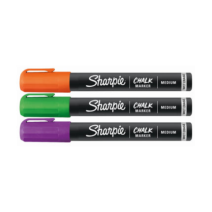 Rotulador de Tiza Borrable en Húmedo Sharpie 3/Paq-Secundario - Verde, Naranja y Violeta